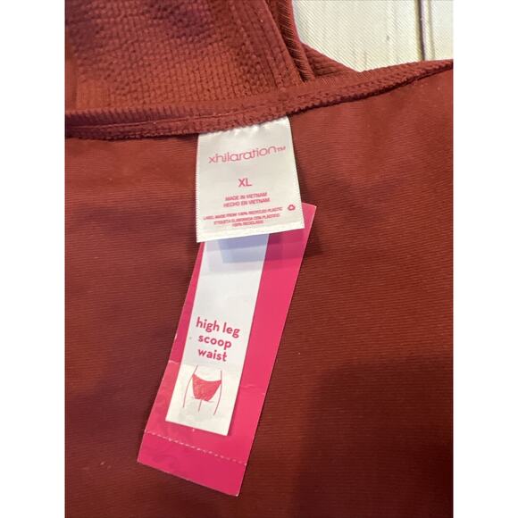 Xhillaration High Leg Scoop Waist Bikini Bottom Brown Clay Women’s XL NWT - Picture 3 of 4